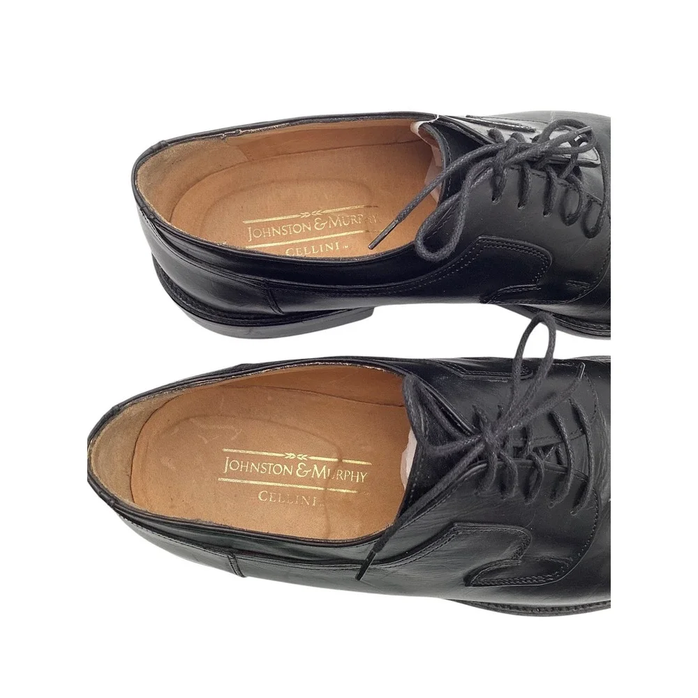 Johnston & Murphy‎ - Men's Plain Toe Derby Oxford Black Leather - Size 9.5M